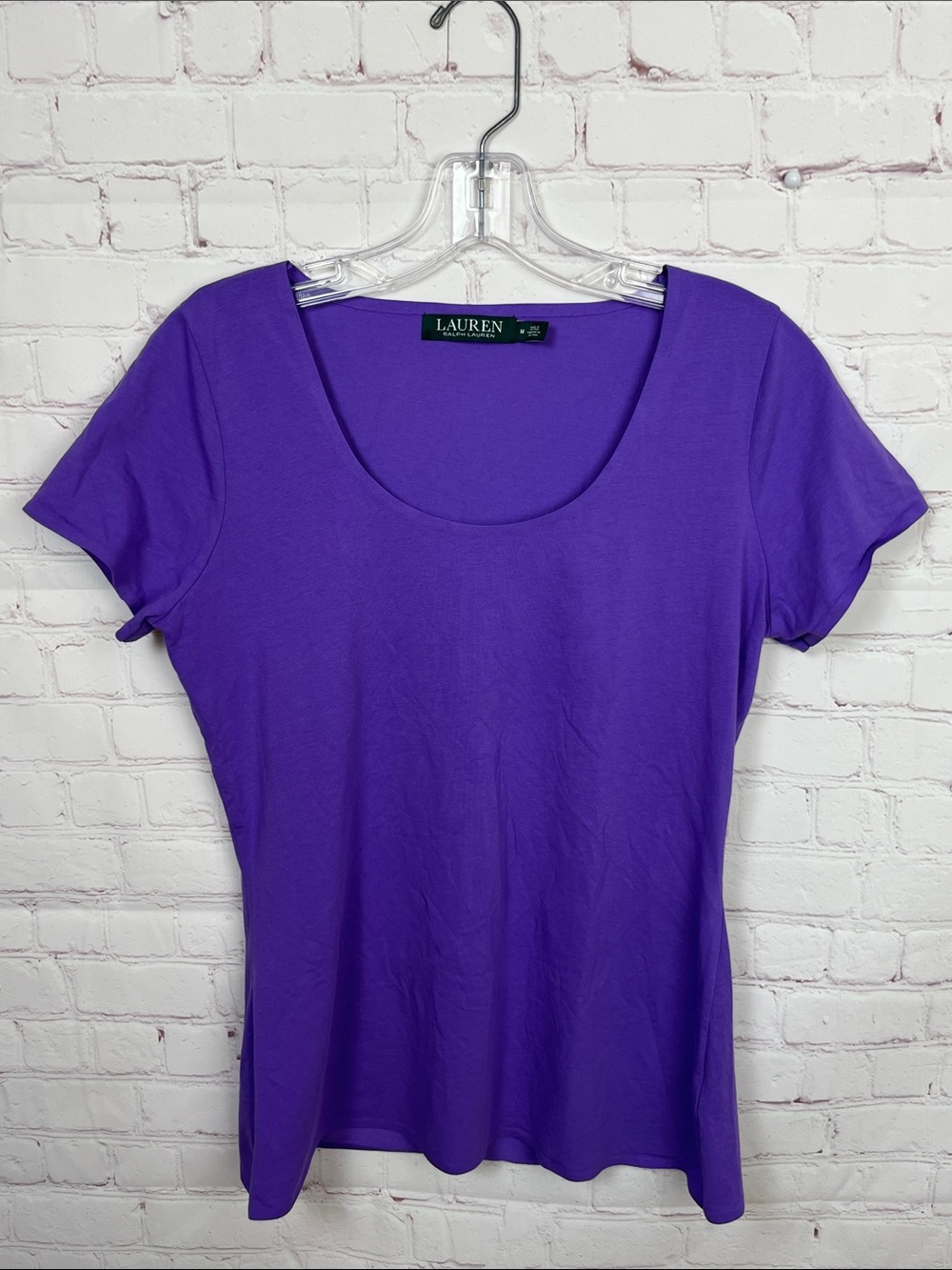 Lauren Ralph Lauren Purple Scoop Neck Short Sleeve Tee Size Medium